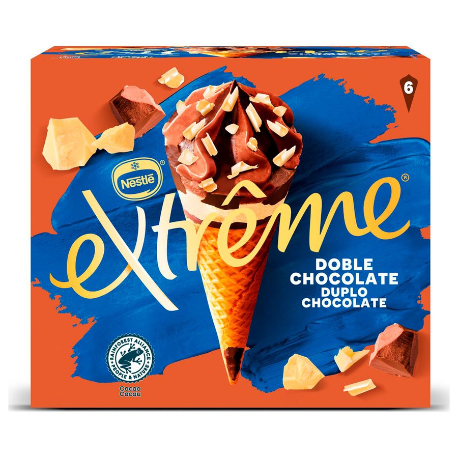 Helado cono NESTLE EXTREME 2 choco 6 unidades 444 g