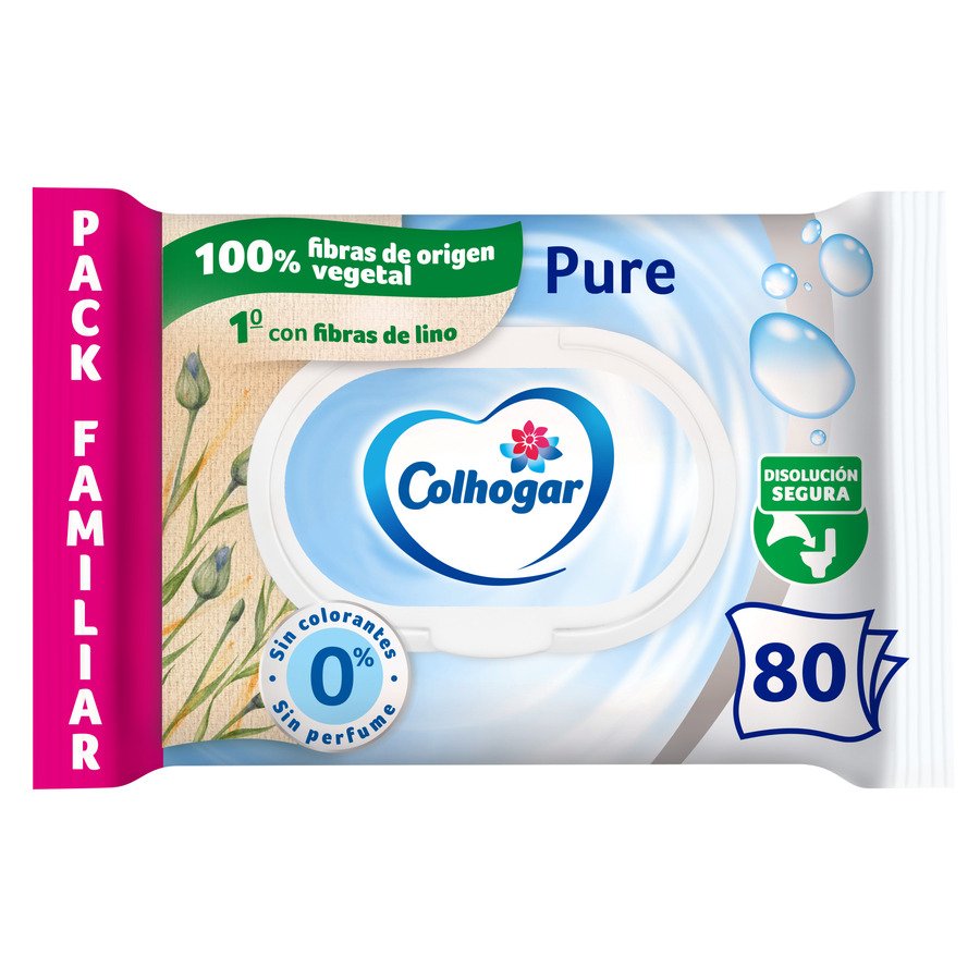 Papel higiénico húmedo COLHOGAR Pure 80 unidades