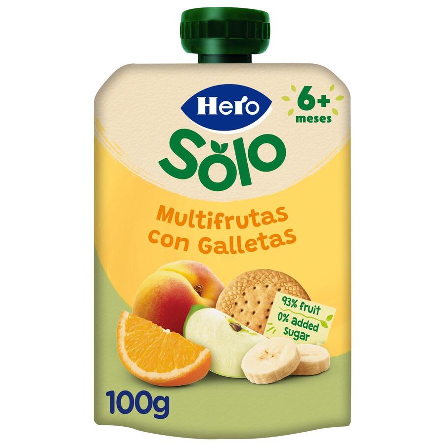 Alimento infantil HERO SOLO multifrutas galletas pouch 100 g