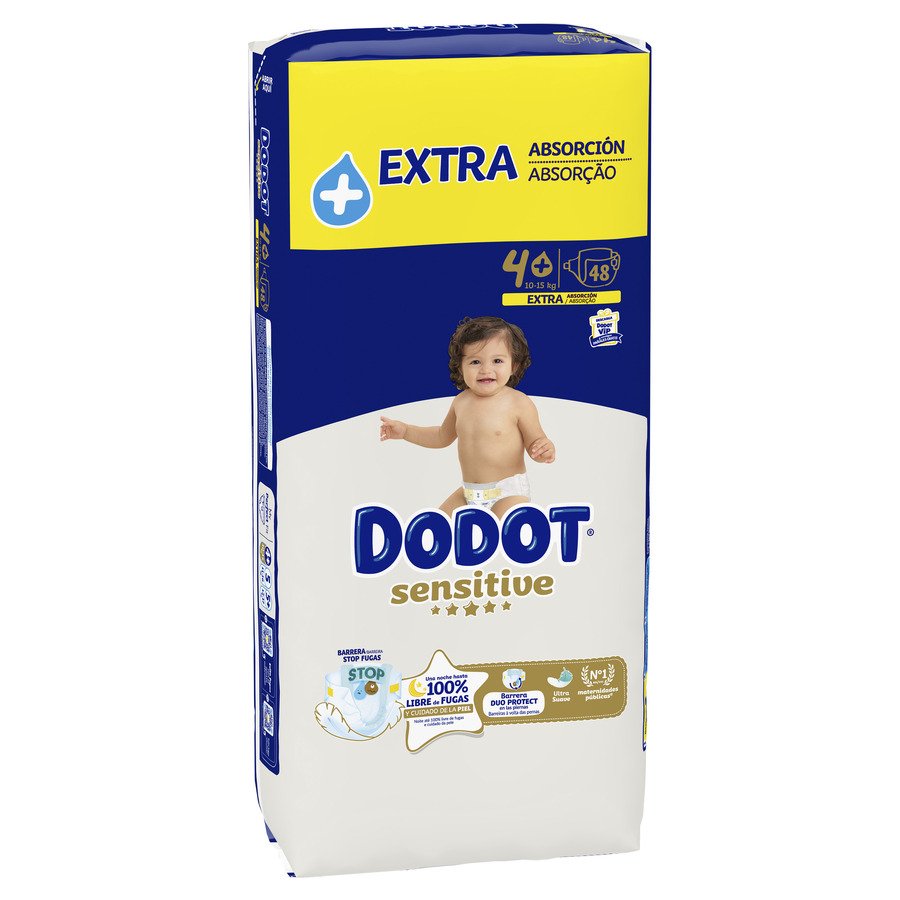 Pañal DODOT sensitive extra T4+10-15KG 48 unidades