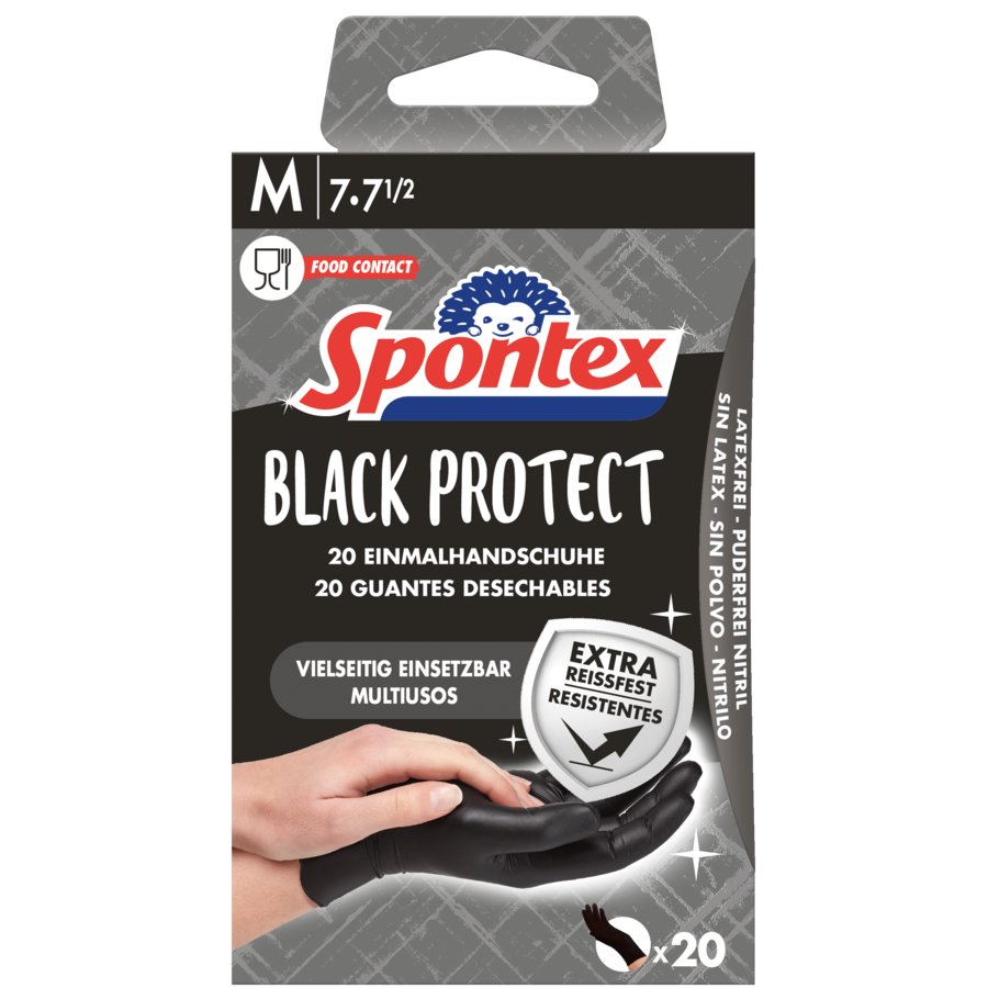 Guantes nitrilo SPONTEX Black Protect T-M 20 unidades