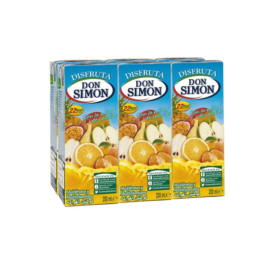 Néctar multifruta DON SIMON Disfruta sin azúcar añadido 6 x 200 ml