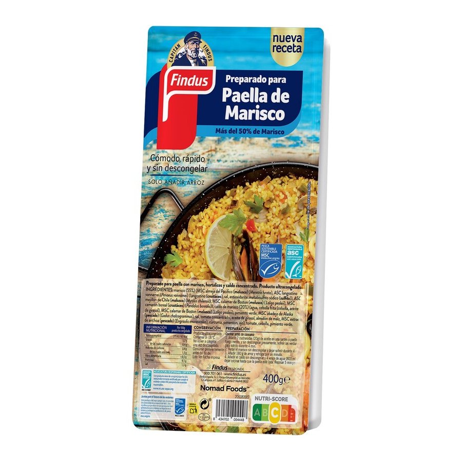 Preparado paella marisco congelado FINDUS 400 g