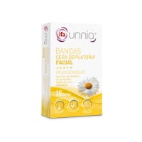 Bandas cera depilación facial IFA UNNIA piel sensible 8 unidades dobles + 2 toallitas