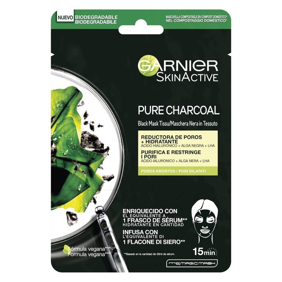 Mascarilla de tejido GARNIER Pure charcoal 15 unidades