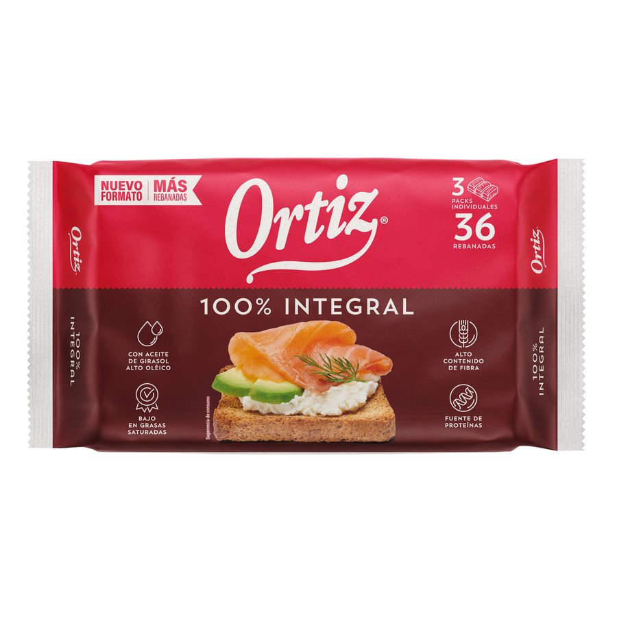 Pan tostado ORTIZ 100% integral 36 rebanadas 320 g