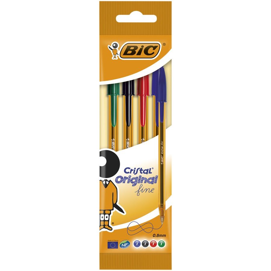 Bolígrafo BIC cristal fine surtido 4 unidades