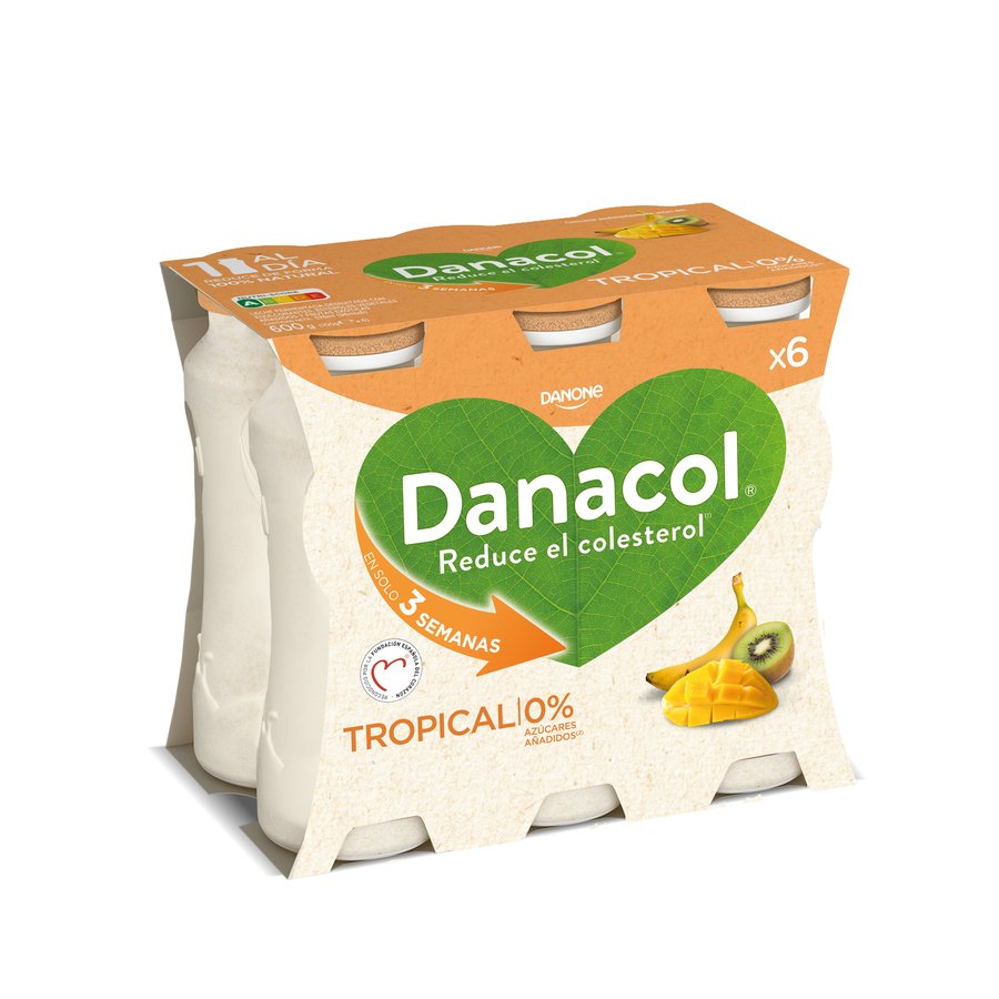 Leche fermentada líquida DANACOL DANONE tropical pack 6x100 g