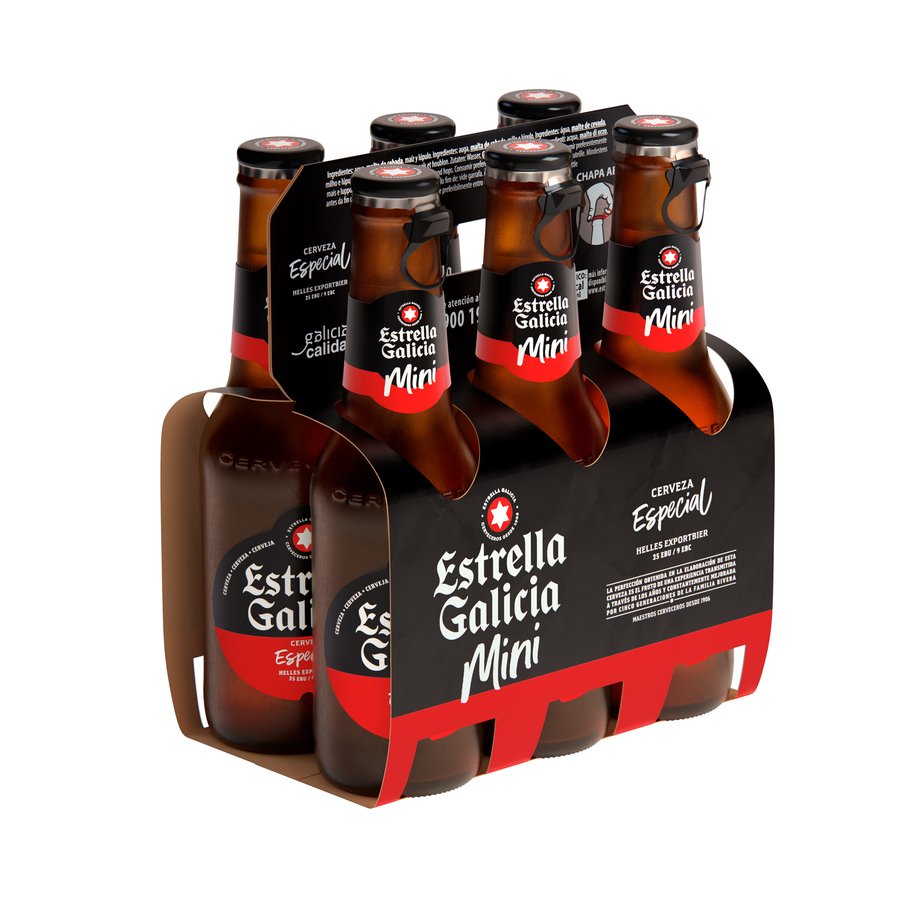 Cerveza ESTRELLA GALICIA botellín pack 6x20 cl