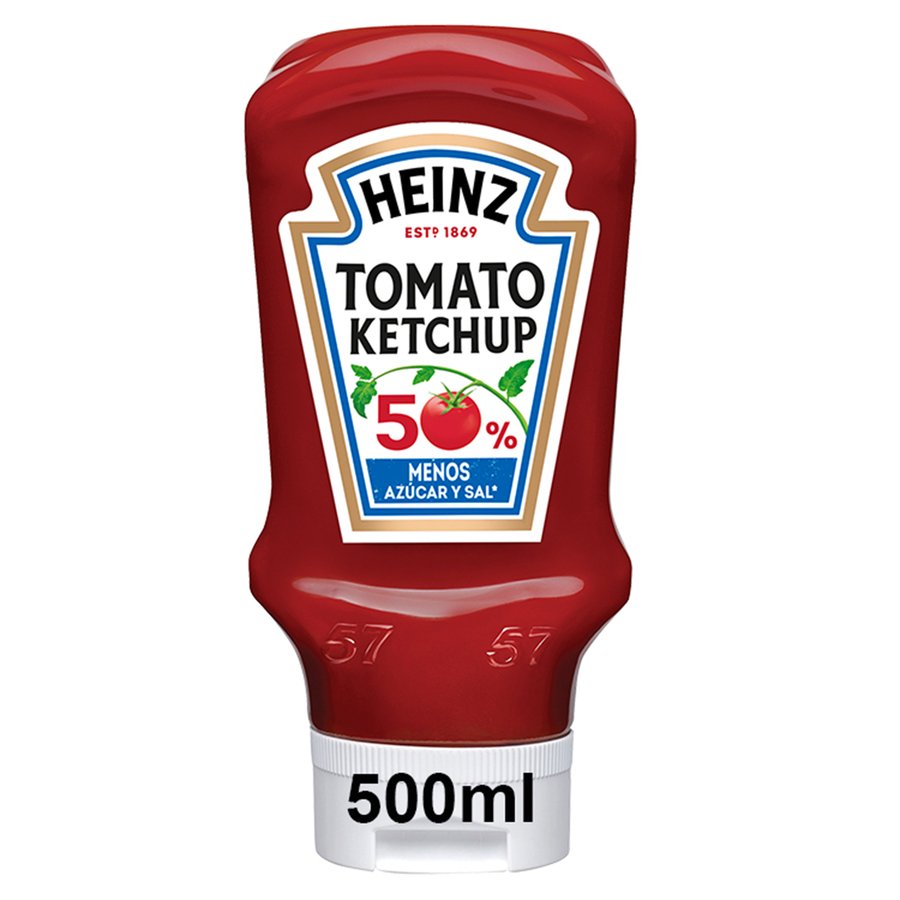 Ketchup HEINZ 50% menos azúcar y sal 550 g