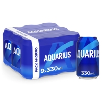 Bebida refrescante AQUARIUS limón lata pack 9x33 cl