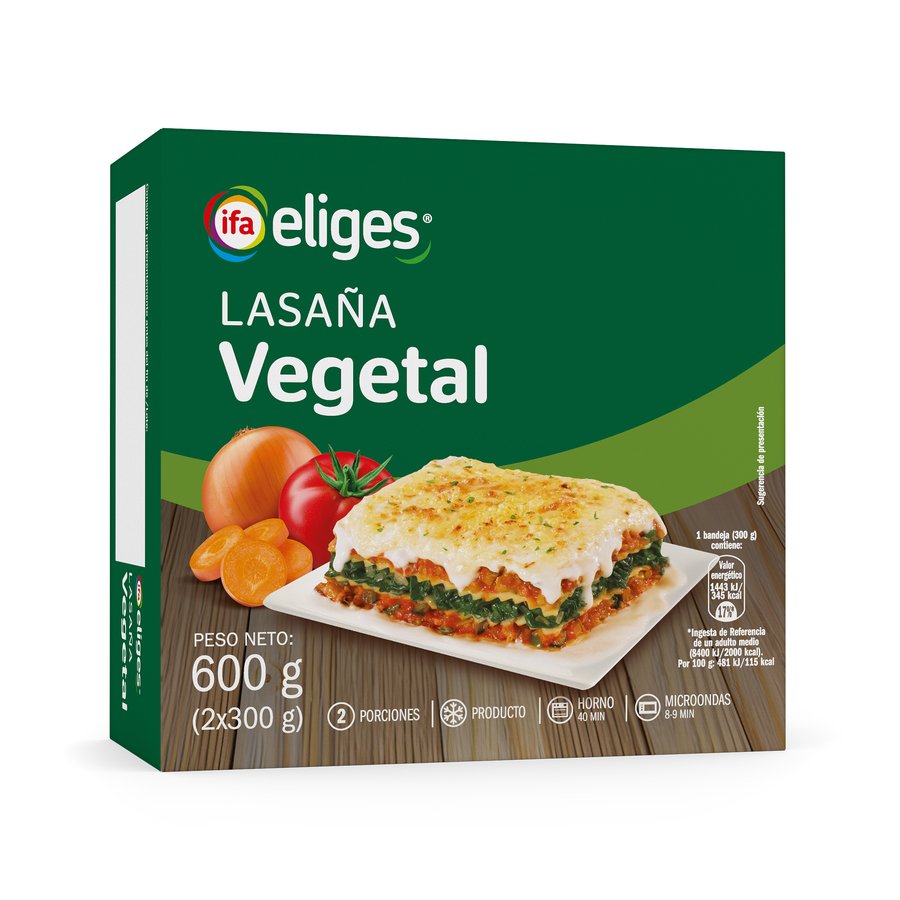 Lasaña congelada IFA ELIGES vegetal 2 unidades 600 g