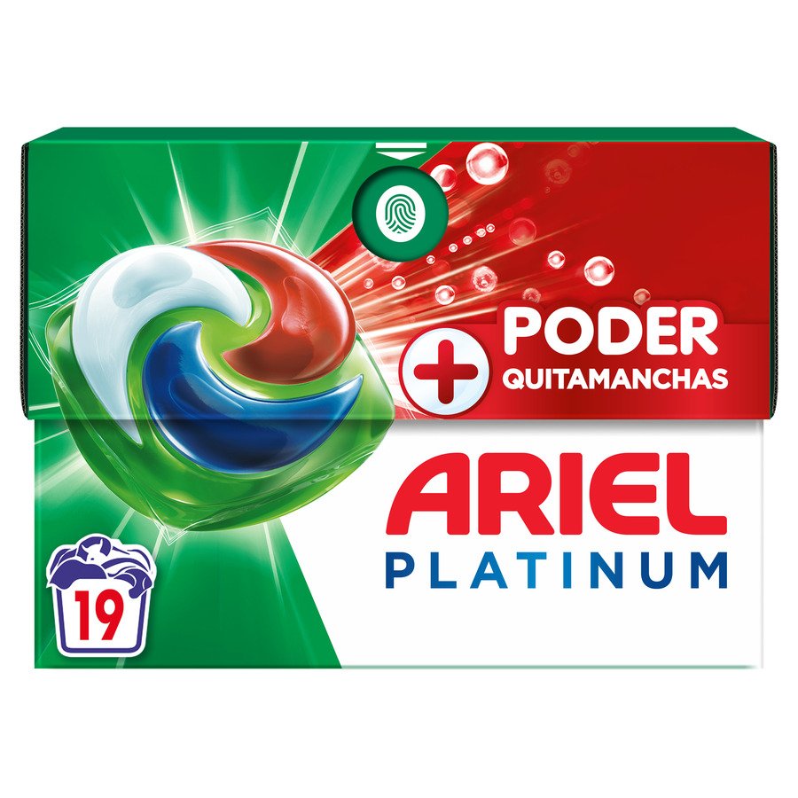 Detergente caps ARIEL Pods Platinum + Poder Quitamanchas 19 unidades