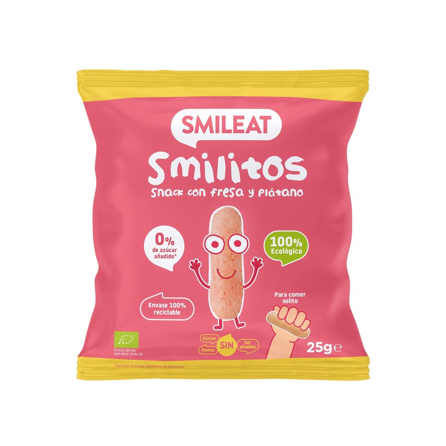 Aperitivos infantil SMILEAT Smilitos fresa-plátano Eco 25 g
