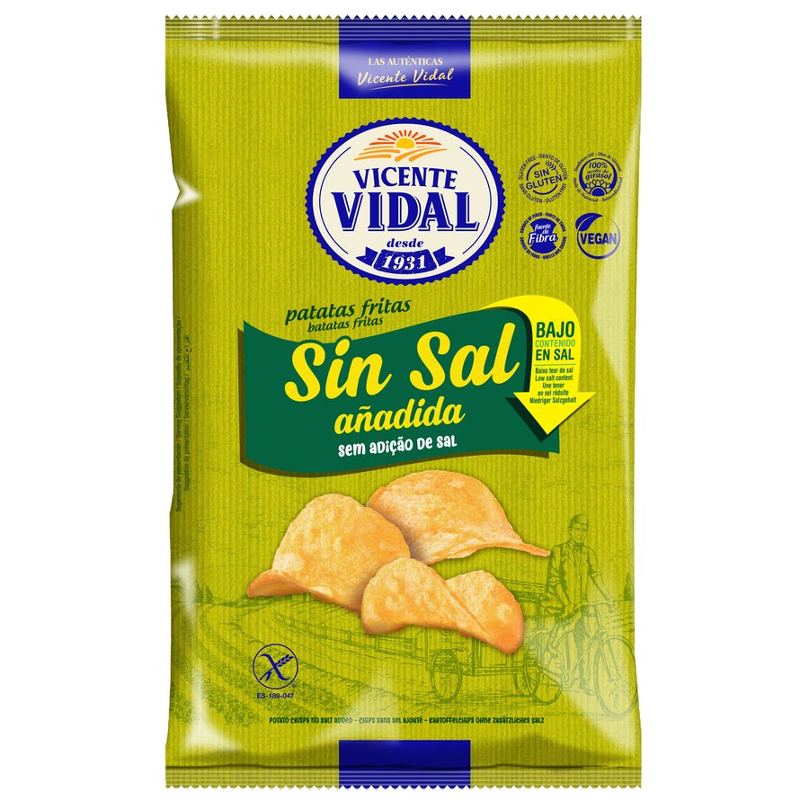 Patatas fritas VICENTE VIDAL chips sin sal 140 g