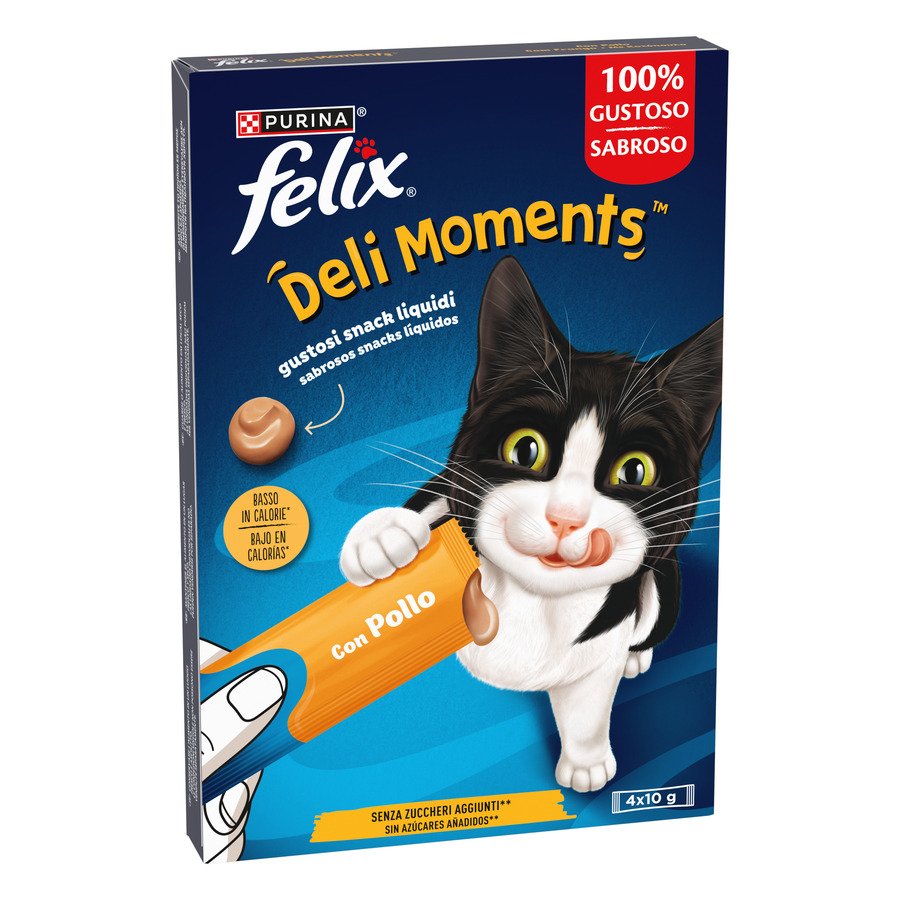 Snack gato líquido FELIX Deli Moments pollo 4x10 g