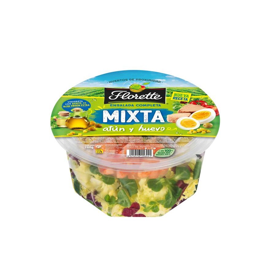 Ensalada completa mixta con atún y huevos FLORETTE 260 g