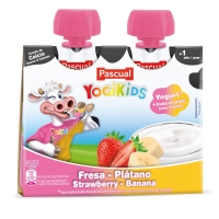 Iogur pasteurizado PASCUAL Yogikids amorodo-plátano pouch 2x80 g