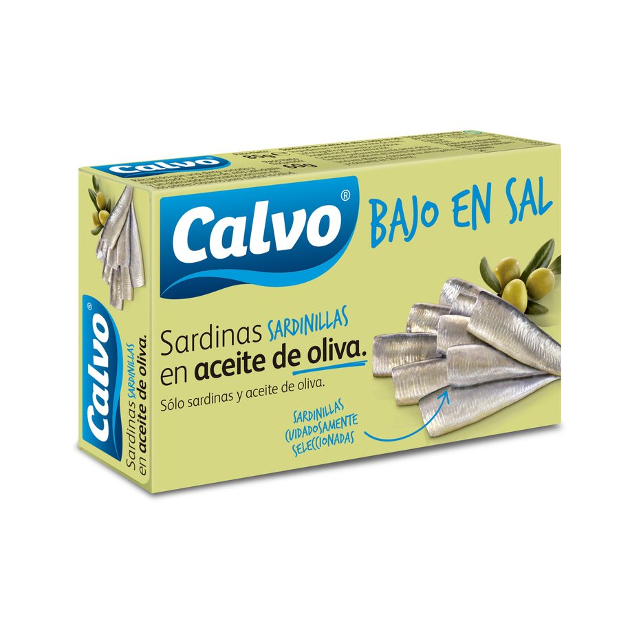 Sardinillas en aceite de oliva CALVO bajas en sal RR-85 g pn