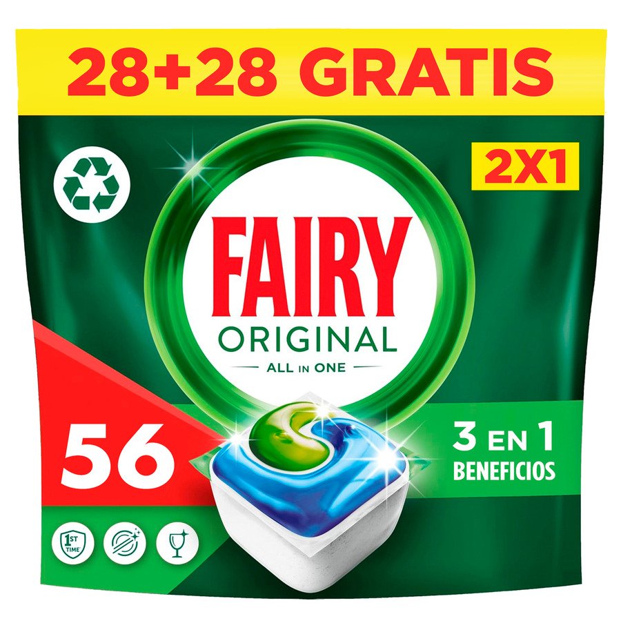 Lavavajillas máquina FAIRY Original 28 unidades + 28 unidades gratis