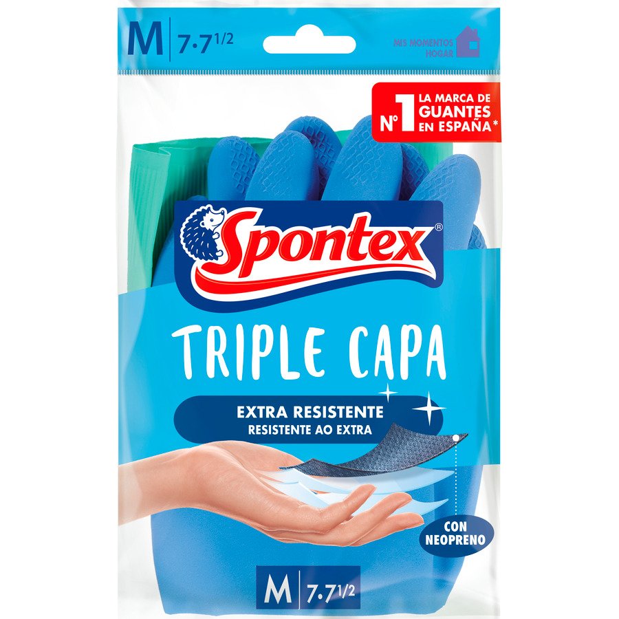 Guantes goma SPONTEX triple capa talla mediana