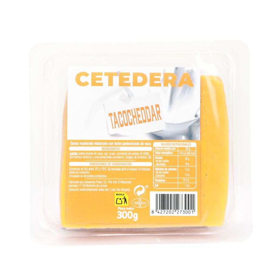 Queixo cheddar CETEDERA taco 300 g