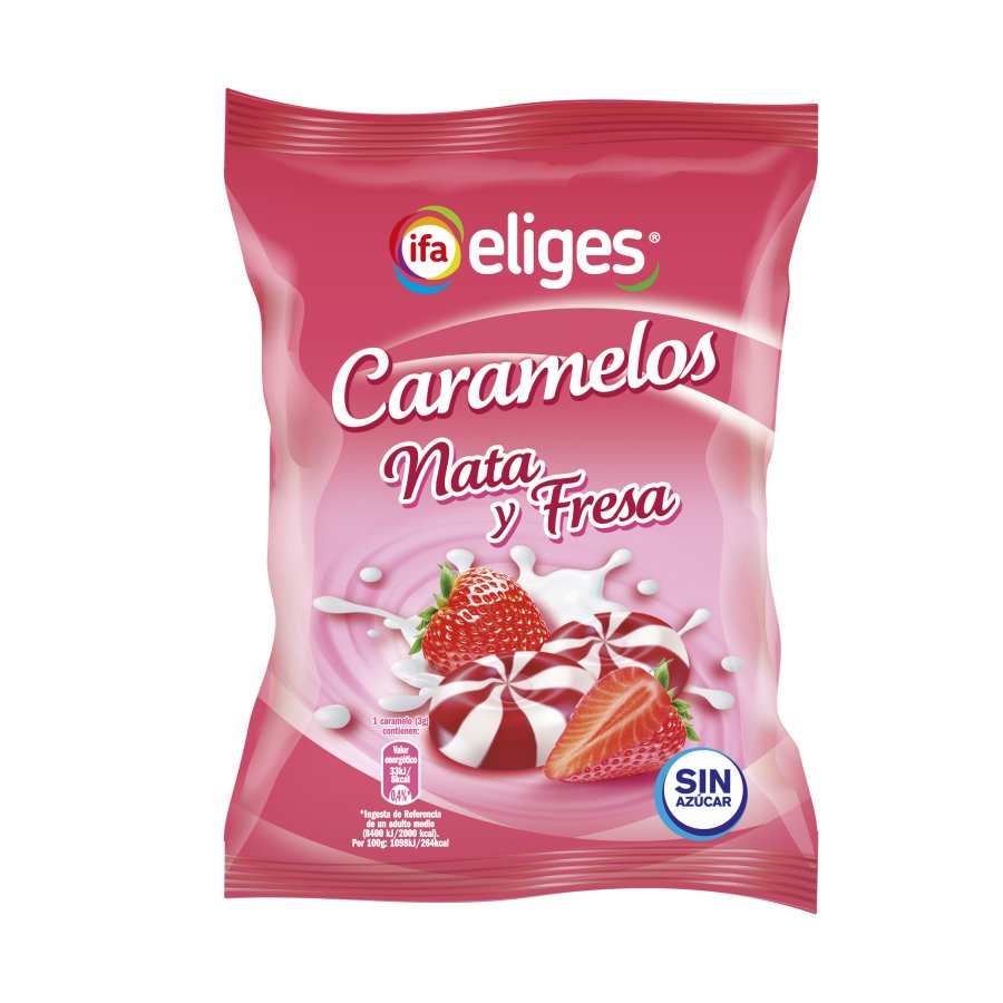 Caramelos IFA ELIGES nata y fresa sin azúcar 90 g