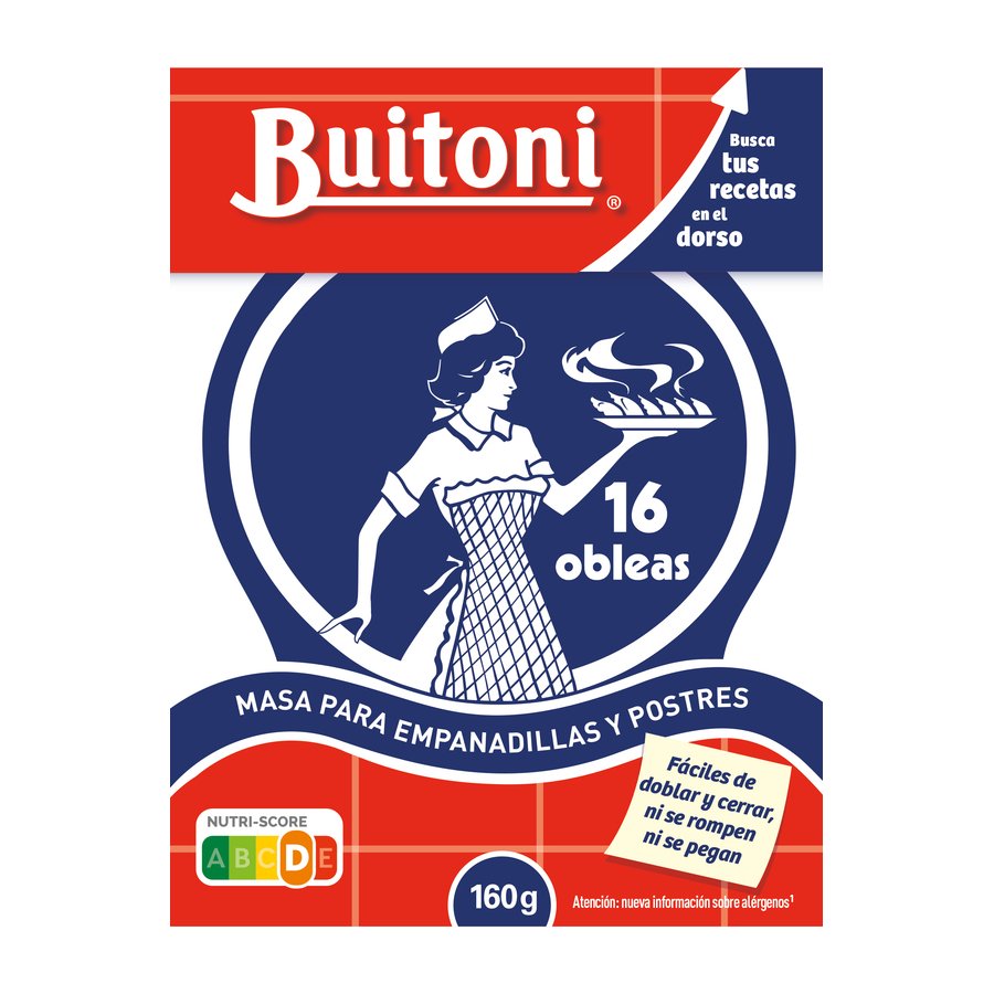 Masa refrigerada para empanadillas BUITONI 16 obleas 160 g