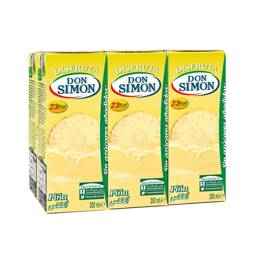 Nectar piña DON SIMON Disfruta sin azúcar añadido 6x200 ml