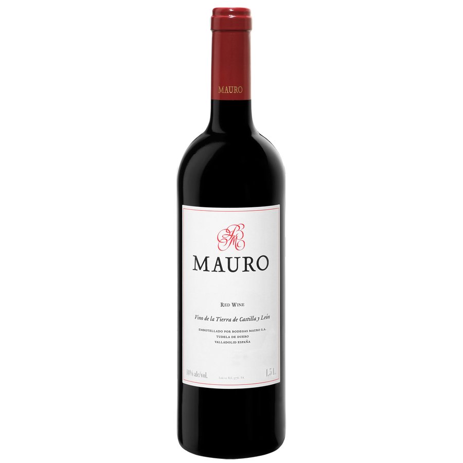Vino tinto IGP.Tierra de Castilla y León MAURO Cosecha botella magnum 1,5 l en caja madera