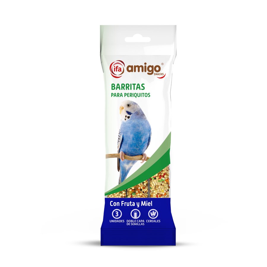 Alimento periquitos IFA AMIGO barritas de frutas y miel 3X30 g