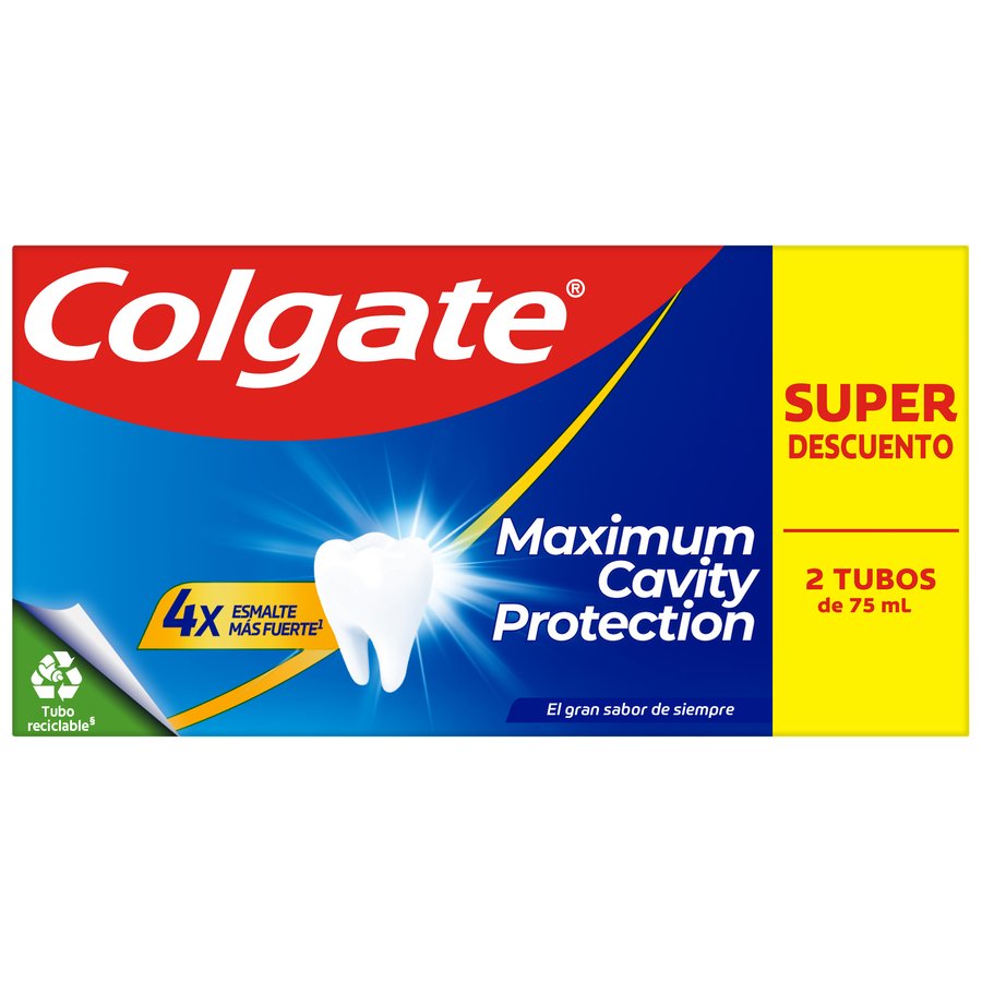 Dentífrico COLGATE Maximum Protección Caries 2x75 ml