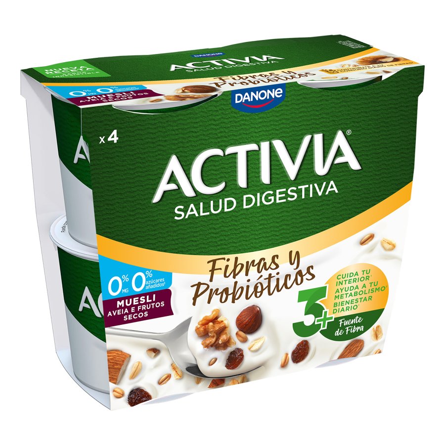Bífidus ACTIVIA DANONE muesli 0% 4x115 g