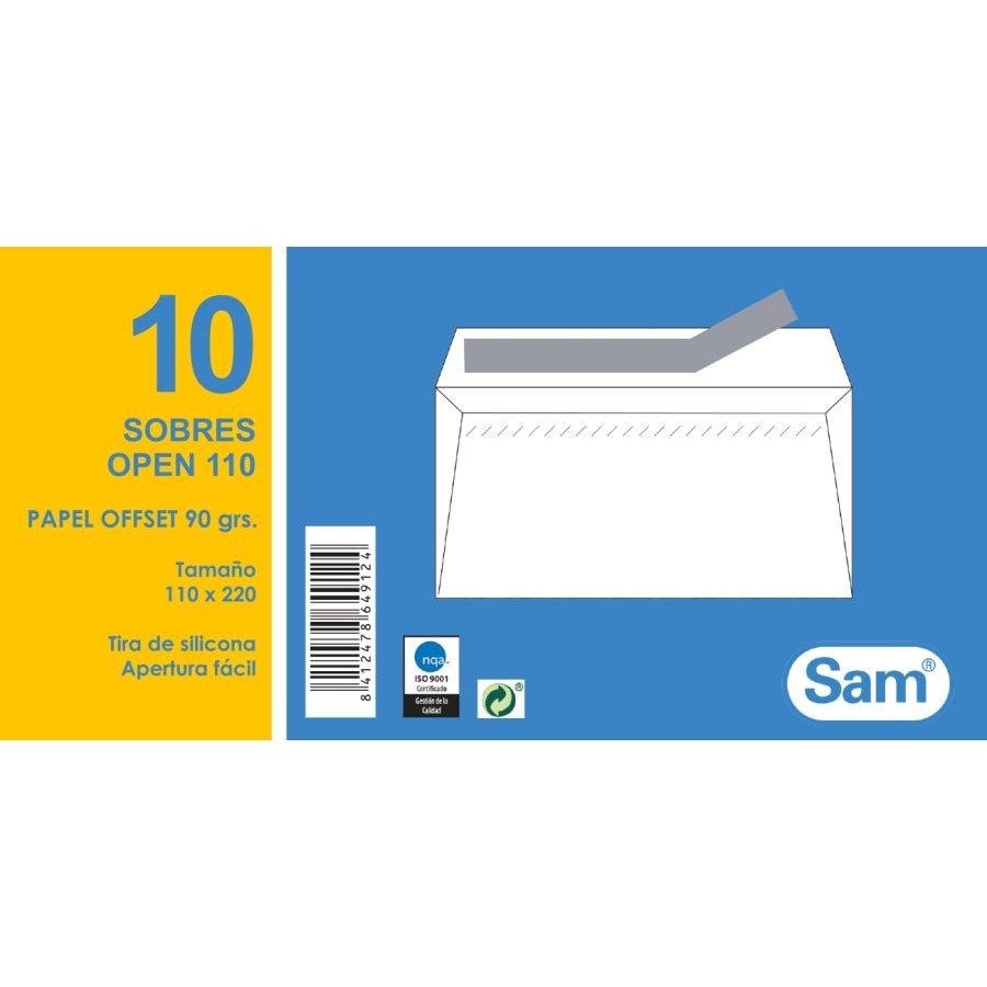 Sobres autoadhesivos 110x220 SAM 10 unidades
