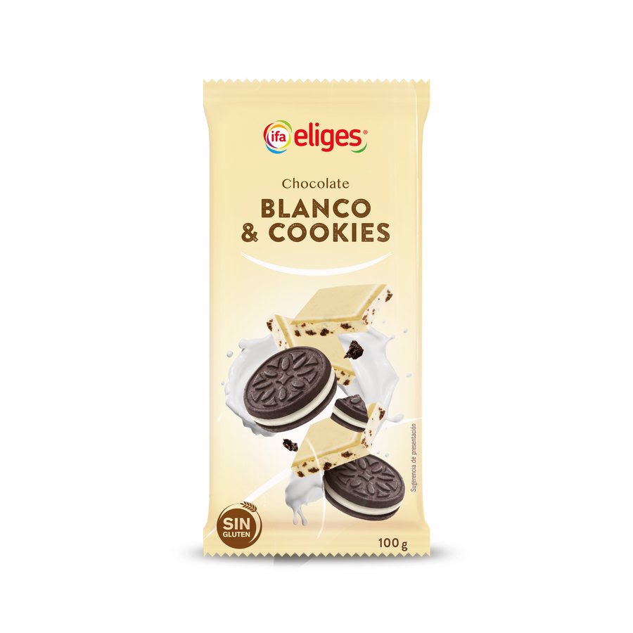 Chocolate blanco IFA ELIGES relleno de galleta 100 g