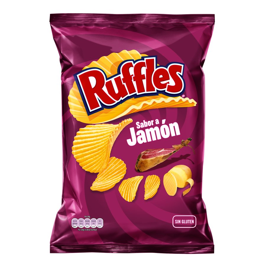 Patatas fritas RUFFLES jamón 150 g