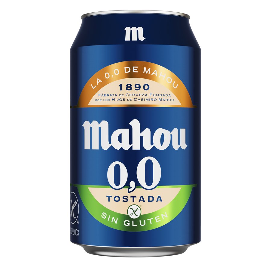 Cerveza MAHOU Tostada 0,0% sin gluten lata 33 cl