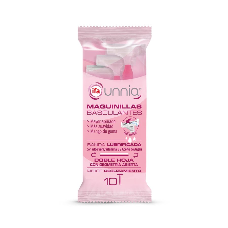 Maquinilla desechable basculante IFA UNNIA femenina 2 hojas 10 unidades