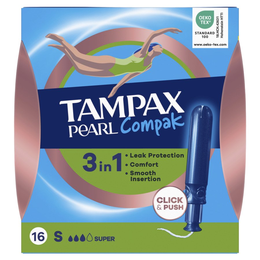 Tampones TAMPAX Compak Pearl Súper 16 unidades
