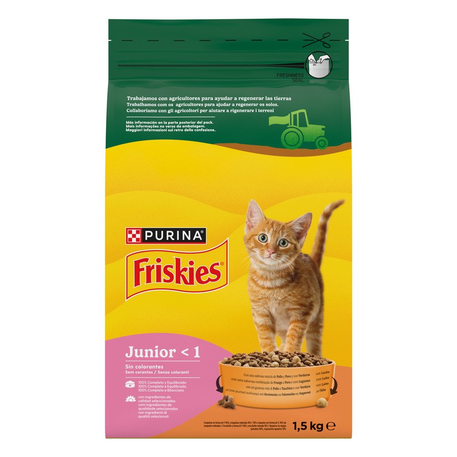 Alimento gato junior FRISKIES pollo, verduras y leche 1,5 kg