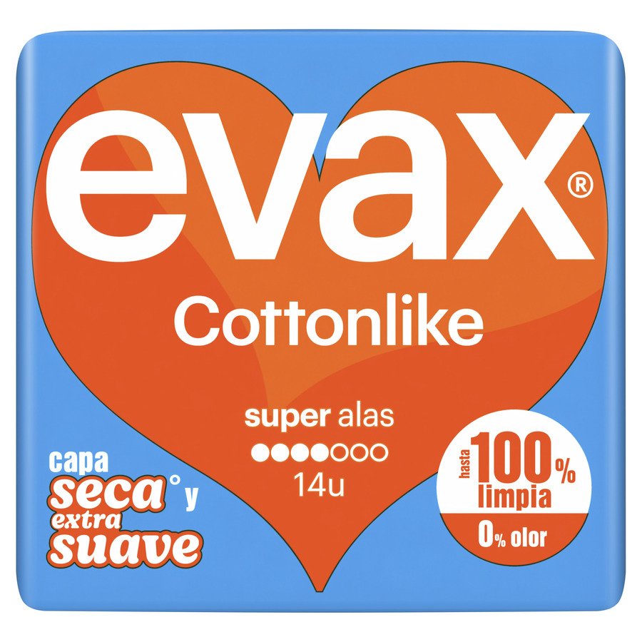 Compresas EVAX Cottonlike super alas 14 unidades